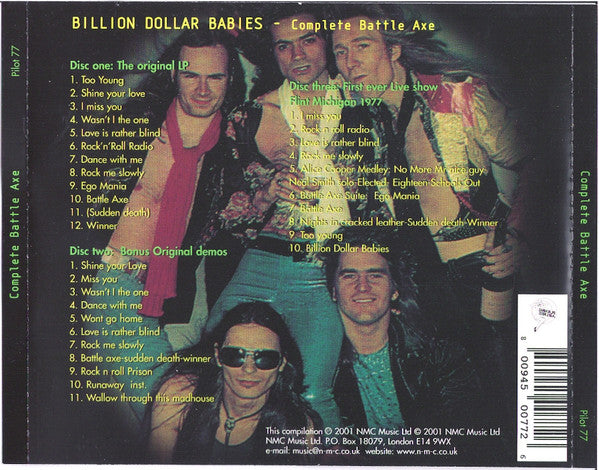 Image of Back Cover of 3xCD - VG+/VG+ - BILLION DOLLAR BABIES, Complete Battle Axe (Burning Airlines; Pilot 77, UK 2001, Double CD Case), ,  - 4136235E