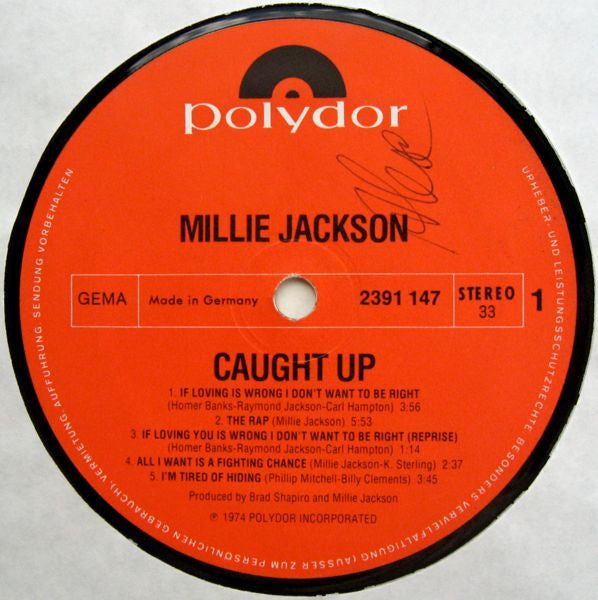 Image of Label Cover of LP - VG/VG+ - MILLIE JACKSON, Caught Up (Polydor; 2391 147, Germany 1975), ,  - 4146221S