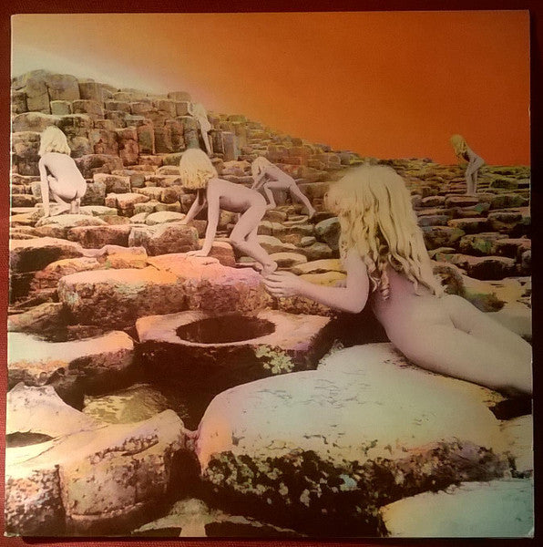 Image of Front Cover of LP - VG/VG - LED ZEPPELIN, Houses Of The Holy (Atlantic Green & Orange Labels With W In Rimtext; K 50014, UK 1970s Reissue, Gatefold, Inner, George Peckham Cut, Porky/Pecko A1/B1 Runouts With WEA Indicators), W-6/W-5KD, Strong VG throughout, Nice & Glossy, Just a few very fine wispy hairlines, Sounds great, very dynamic. Light corner bumps to sleeve, Clean & robust with inner that just has a few spots of foxing. Conservative grading. ,  - 4116262C