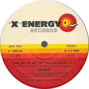 Image of Back Cover of 12" - /VG+ - ADVANCE, Take Me To The Top (85 New Version) (X-Energy Records; X-12001 DJ, Italy 1985), Lightest of marks.,  - 4126469E