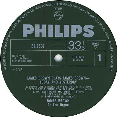 Image of Label Cover of LP - VG/VG+ - JAMES BROWN, James Brown Plays James Brown - Today & Yesterday - James Brown At The Organ (Philips; BL 7697, UK 1965), Lightest of marks. Light creases on sleeve with ringwear & sticker residue. Sticker on cover (front & back).,  - 4126474E