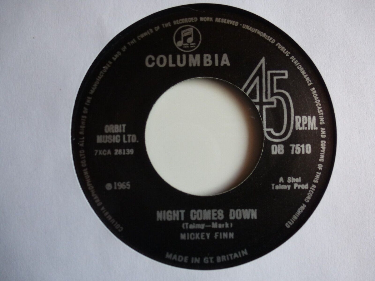 Image of Back Cover of 7" - /VG+ - THE MICKEY FINN, The Sporting Life / Night Comes Down (Columbia; DB 7510, UK 2000s Reissue, Repro), ,  - 4126083E