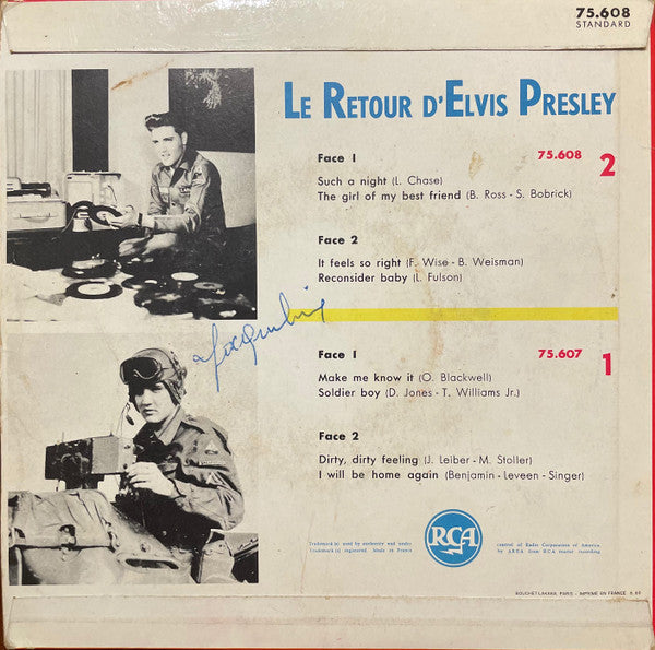 Image of Back Cover of 7" EP - VG/VG - ELVIS PRESLEY, Le Retour d'Elvis 2 (RCA ; 75.608, France 1960, Laminated Flipback Sleeve, Mono), ,  - 4126078E