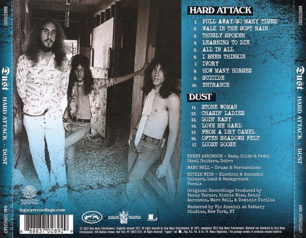 Image of Back Cover of CD - VG+/VG+ - DUST, Hard Attack / Dust (Kama Sutra ; 88883702892, US 2013 Reissue, Jewel Case), ,  - 4116412C