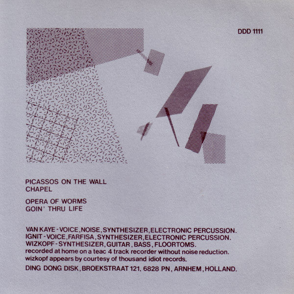 Image of Back Cover of 7" EP - EX/VG+ - VAN KAYE + IGNIT, Picassos On The Wall (Ding Dong Records And Tapes ; DDD 1111, Netherlands 1981, Hand Painted Sleeve), ,  - 4126523E