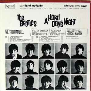 Image of Back Cover of LP - VG/VG - THE BEATLES, A Hard Day's Night (United Artists Records tan labels; UAS 6366, US 1975 Reissue, Pasteback Sleeve, "All Rights Reserved" rim text, A3 misprint "I Cry Instead"), Light marks, foxing on back cover,  - 4146189S