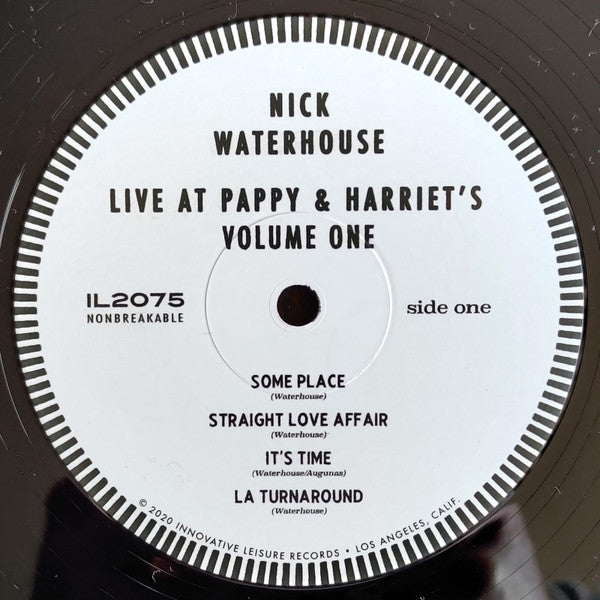 Image of Label Cover of 2xLP - VG+/VG+ - NICK WATERHOUSE, Live At Pappy & Harriet's: In Person From The High Desert - Vol. I & II (Innovative Leisure; IL2075, US 2020, Two Separate Sleeves with Belly-band, Ltd to 1000), ,  - 4146255S