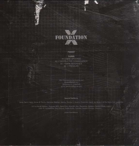 Image of Back Cover of 12" - VG/G+ - DJINN, Dark Reference EP (Foundation X; FDX007, UK 2017), Light marks on side A track 1, plays VG/VG+.,  - 4146239S