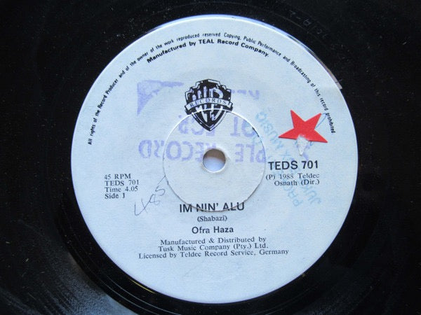 Image of Front Cover of 7" - /VG+ - OFRA HAZA, Im Nin'Alu (WEA ; TEDS 701, Zimbabwe 1988), ,  - 4126507E