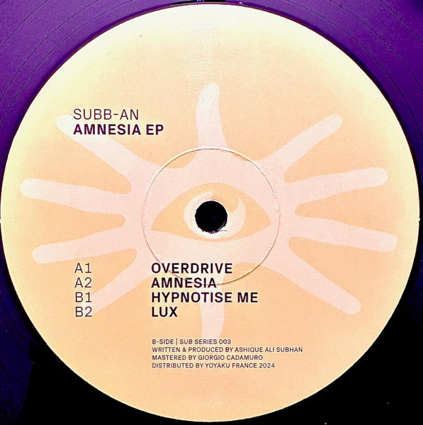 Image of Front Cover of 12" - /VG+ - SUBB-AN, Amnesia EP (Sub Series; SUB SERIES 003, UK 2024, Plain Sleeve), Looks unplayed.,  - 4226002E