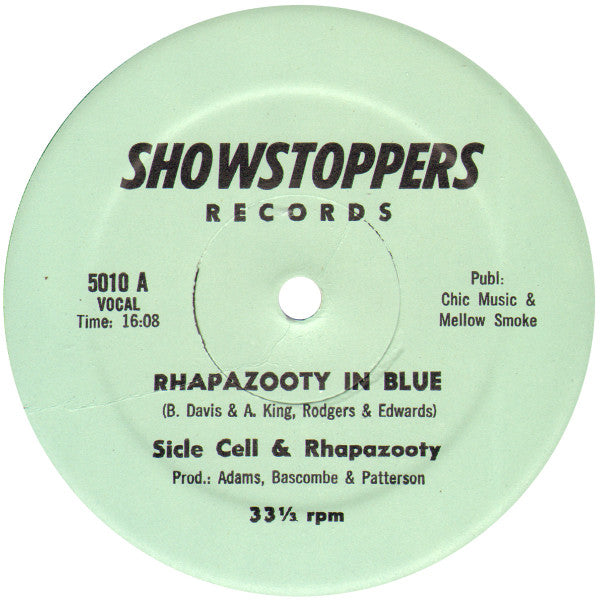 Image of Front Cover of 12" - VG/VG+ - SICLE CELL & RHAPAZOOTY, Rhapazooty In Blue (Showstoppers Records; 5010, US 1979), original maroon sleeve - opened shrink,  - 4246042S