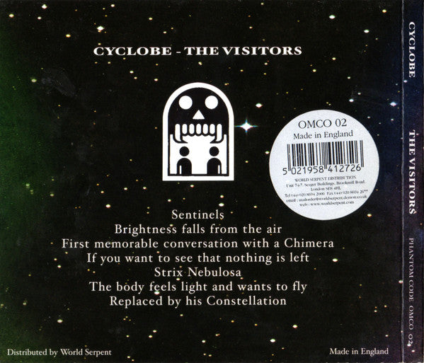 Image of Back Cover of CD - VG+/VG+ - CYCLOBE, The Visitors (Phantom Code; OMCO 02, UK 2001, Digipak), ,  - 4136210E
