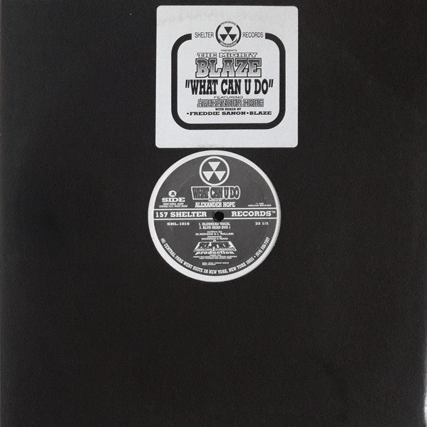 Image of Front Cover of 12" - VG/VG+ - THE MIGHTY BLAZE FEATURING ALEXANDER HOPE, What Can U Do (157 Shelter Records ; SHL-1016, US 1996, Stickered Plain Sleeve), original stickered sleeve - opened shrink,  - 4246047S