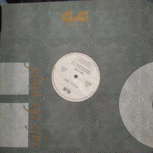 Image of Back Cover of 12" - /VG - CLUB 69, Take A Ride (GiG Records; Gig Pro 020, Germany, Austria, & Switzerland 1993, Stickered Company Sleeve), Plain sleeve with no sticker. Labels state 'side 3/4' but the release is only meant to be 1 disc. Sticker states side 1/2 'available soon'., C1	Take A Ride (Underground Club Mix)C2	Take A Ride (Underground Dub Mix)D1	Take A Ride (Stick Shift Dub)D2	Take A Ride (Underground Instrumental) - 4226056E