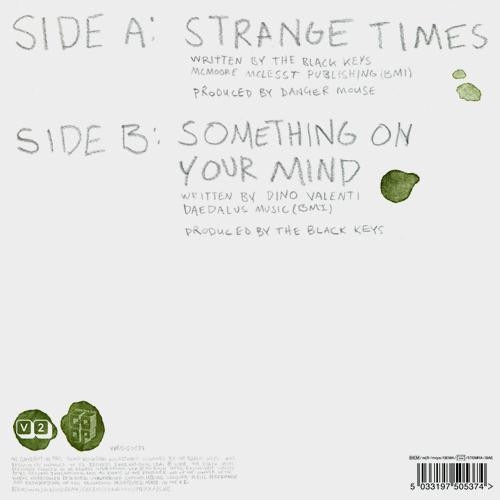 Image of Back Cover of 7" - VG/VG+ - THE BLACK KEYS, Strange Times (V2; VVR5050537, UK 2008, Picture Sleeve), ,  - 4216118C