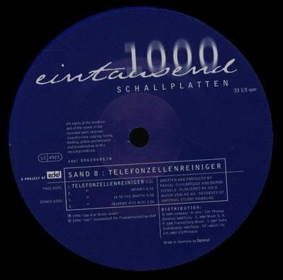 Image of Label Cover of 12" - G+/G+ - SAND8, Telefonzellenreiniger (Eintausend Schallplatten; 0063060EIN, Germany 1996, Company Sleeve), Strong G+, light hairlines and marks. Sleeve is quite battered with heavy wear to corners and edges.,  - 4216093C