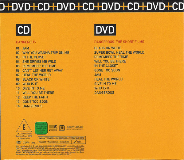 Image of Back Cover of CD - VG+/VG+ - MICHAEL JACKSON, Dangerous / Dangerous: The Short Films (Sony BMG Music Entertainment; 88697378572, Europe 2008 Reissue, CD & DVD), ,  - 4256014S