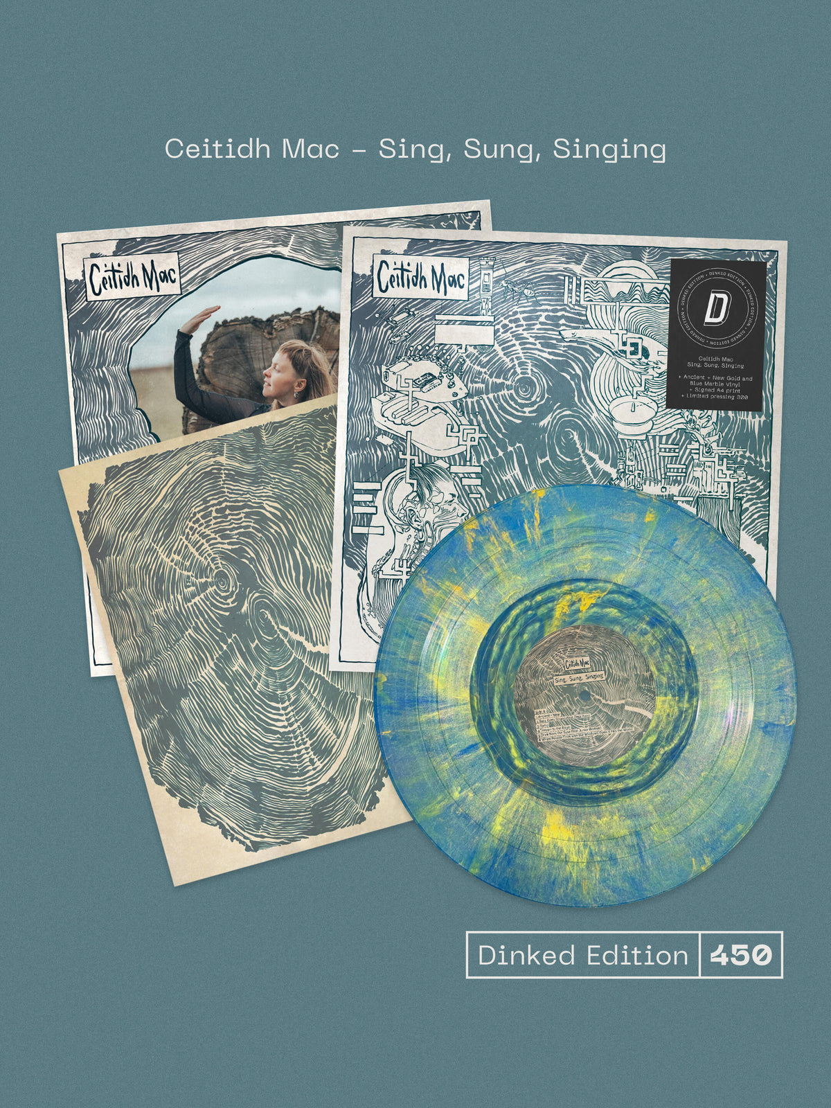 Image of Front Cover of LP - NEW/NEW - CEITIDH MAC, Sing, Sung, Singing - Dinked Edition (Ceitidh Mac; SSS1LPX, UK 2027, Signed A4 Print, Dinked No.450, Ancient + New Gold and Blue Marble Vinyl, Limited Pressing of 300), ,  - 9418732C