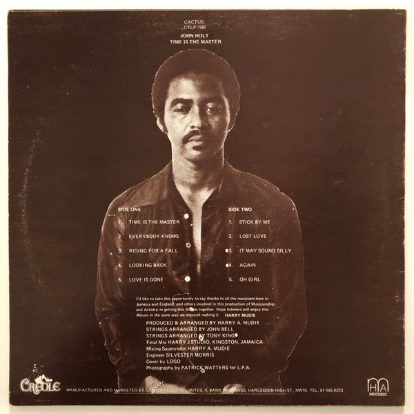 Image of Back Cover of LP - VG/VG+ - JOHN HOLT, Time Is The Master (Cactus; CTLP 109, UK 1988 Reissue), Edge and Ring Wear,  - 4246091S