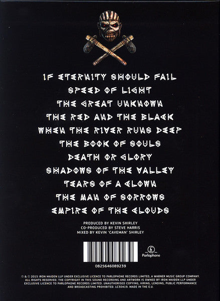 Image of Back Cover of 2xCD - VG+/VG - IRON MAIDEN, The Book Of Souls (Parlophone; 0825646089239, Europe 2015, Slipcase), ,  - 4236027E