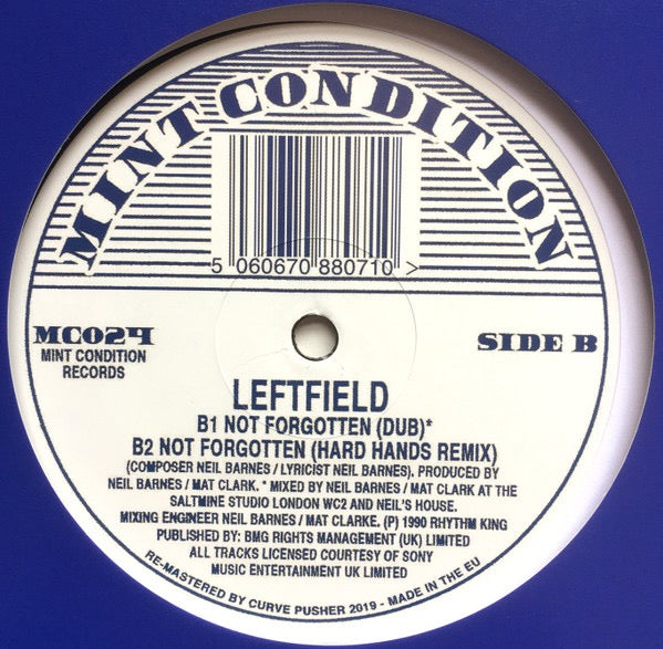 Image of Label Cover of 12" EP - VG/VG - LEFTFIELD, Not Forgotten (Mint Condition; MC024, UK 2019 Reissue, Company Sleeve, Record Store Day), Light creasing to sleeve., A1		Not ForgottenA2		Not Forgotten (Fateh's On The Case)B1		Not Forgotten (Dub)B2		Not Forgotten (Hard Hands Remix) - 4216097C