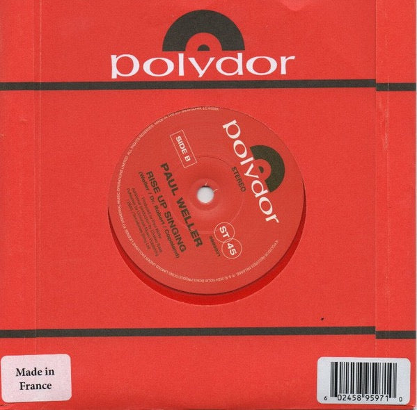 Image of Back Cover of 7" - VG/VG+ - PAUL WELLER, Soul Wandering (Polydor; 5895971, Worldwide 2024, Barcode Stickered Company Sleeve, RSD 2024 Translucent Red Vinyl), Sleeve has light sticker damage & some creases.,  - 4216155C