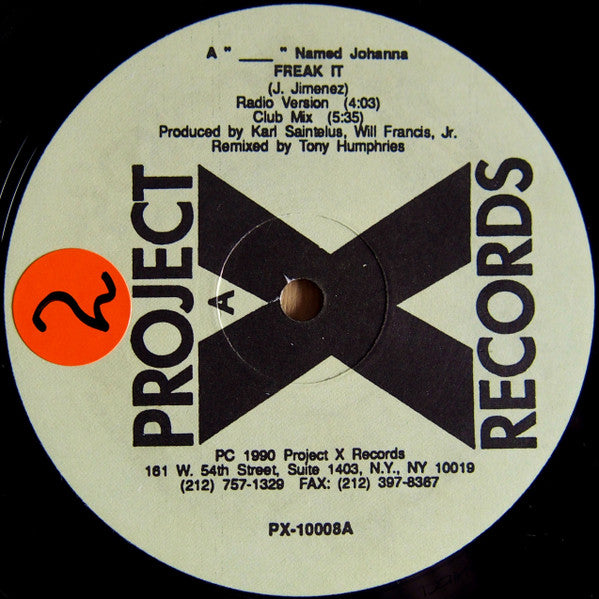 Image of Label Cover of 12" - VG/VG - A "___" NAMED JOHANNA, Freak It (Project X Records; PX-10008, US 1990), Pen On Label,  - 4246092S