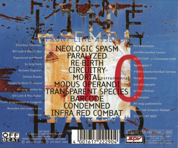 Image of Back Cover of 2xCD - VG+/VG+ - FRONT LINE ASSEMBLY, Hard Wired (Off Beat; SPV 086-22290, Germany 1995, Clamshell Box Set, CD + CD Single), ,  - 4216144C