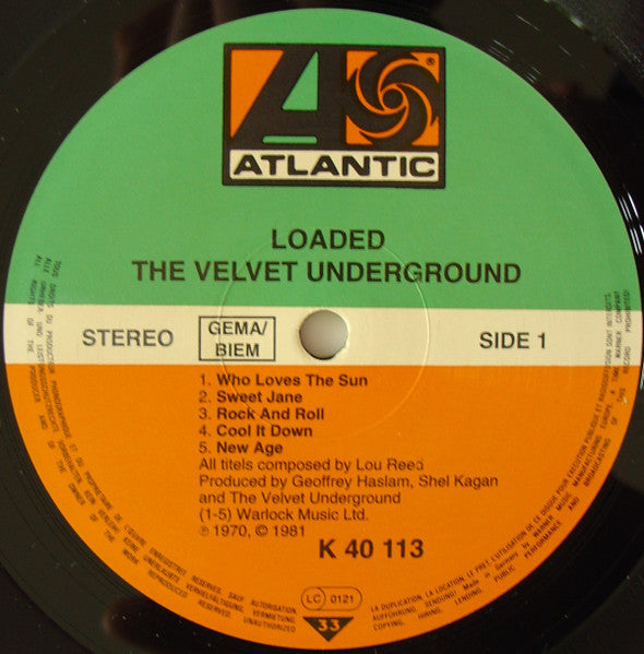 Image of Label Cover of LP - VG/VG - THE VELVET UNDERGROUND, Loaded (Atlantic Orange & Green; K40113, Europe ), ,  - 4226029E