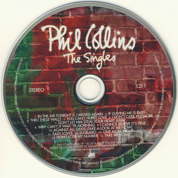 Image of Label Cover of 3xCD - VG/VG - PHIL COLLINS, The Singles (Atlantic; 081227945916, Europe 2016, Double CD Case, Booklet), ,  - 4236051E