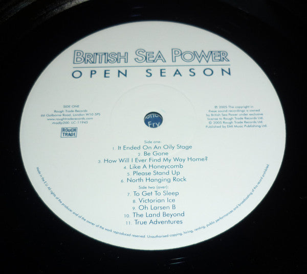 Image of Label Cover of LP - EX/EX - BRITISH SEA POWER, Open Season (Rough Trade; RTRADLP200, UK 2019 Reissue, Inner), ,  - 4126405E