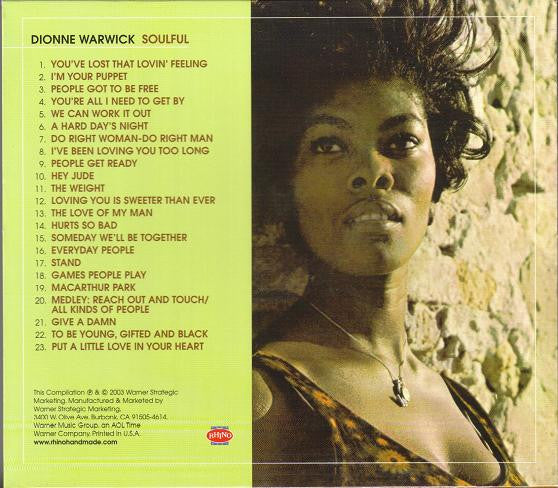 Image of Back Cover of CD - VG+/VG+ - DIONNE WARWICK, Soulful (Rhino Handmade; RHM2 7838, US 2003, Slipcase), ,  - 4236053E