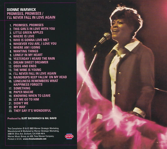 Image of Back Cover of CD - VG+/EX - DIONNE WARWICK, Promises, Promises / I'll Never Fall In Love Again (Rhino Handmade; RHM2 7837, US 2003, Slipcase), ,  - 4236055E