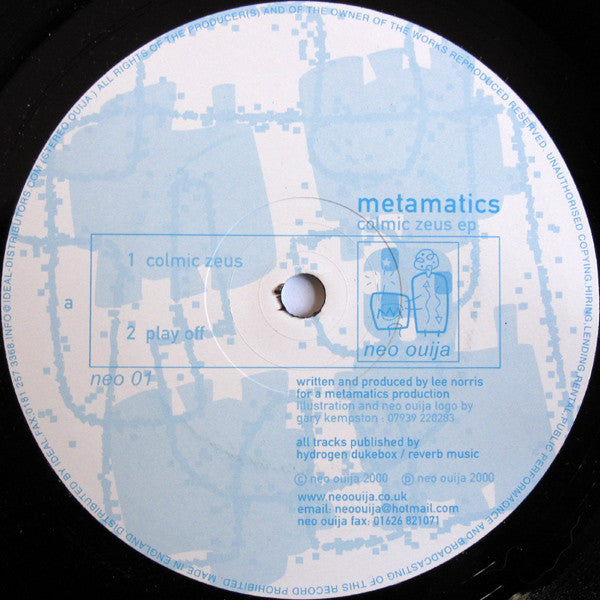 Image of Front Cover of 12" - VG/VG - METAMATICS, Colmic Zeus EP (Neo Ouija; neo 01, UK 2000, Company Sleeve), light marks one side. few creases to sleeve - minor,  - 4246063S