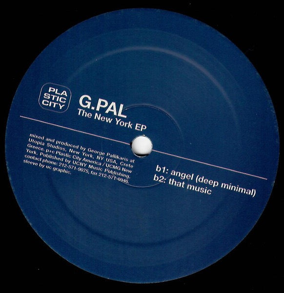 Image of Back Cover of 12" - VG/G+ - G-PAL, The New York EP (Plastic City America; PLACUS033-6, US 2001, Company Sleeve), Lots of light marks and hairlines. Sleeve has light cosmetic wear.,  - 4216197C