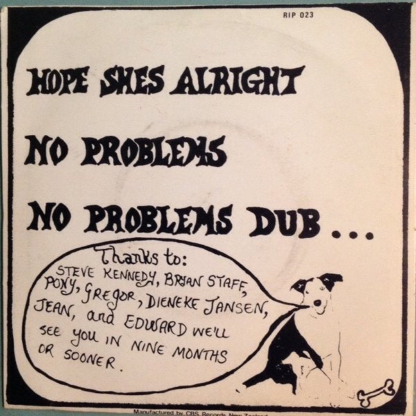 Image of Back Cover of 7" - VG+/VG+ - THE INSTIGATORS, Hope She's Alright / No Problems / No Problems Dub (Ripper Records ; RIP 023, New Zealand 1982, Picture Sleeve), ,  - 4126492E