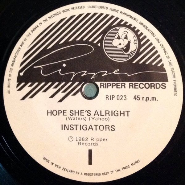 Image of Label Cover of 7" - VG+/VG+ - THE INSTIGATORS, Hope She's Alright / No Problems / No Problems Dub (Ripper Records ; RIP 023, New Zealand 1982, Picture Sleeve), ,  - 4126492E