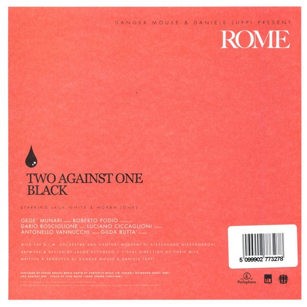 Image of Back Cover of 7" - EX/VG+ - ROME, DANGER MOUSE & DANIELE LUPPI, Two Against One (Third Man Records; TMR093, UK 2011, Picture Sleeve), ,  - 4216170C
