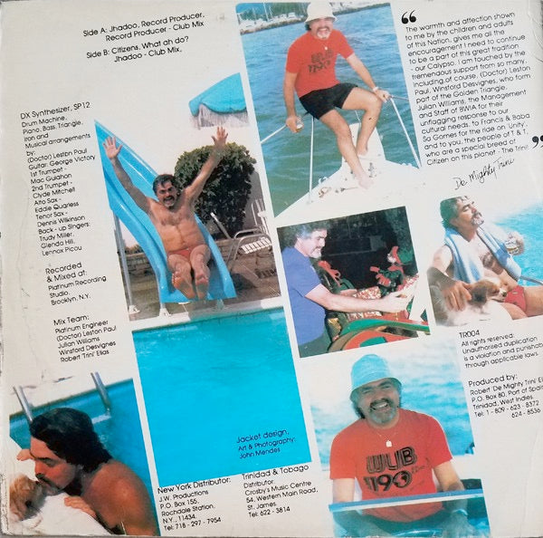 Image of Back Cover of LP - VG+/VG+ - THE MIGHTY TRINI, Jhadoo (Trini Productions; TR004, Trinidad & Tobago 1989), WOL,  - 4216243C