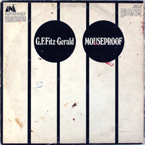 Image of Back Cover of LP - G+/G - G.F. FITZ-GERALD, Mouseproof (Uni; UNLS 115, UK 1970, Gatefold, Insert), Plays OK with some surface noise, Some Damp Damage to Sleeve,  - 4226075E