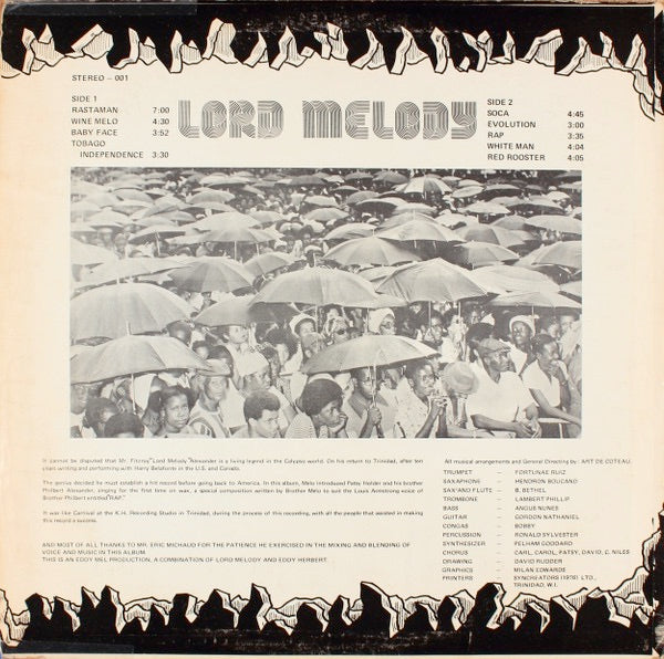 Image of Back Cover of LP - G/VG+ - LORD MELODY, I Man (Charlie's Records; EM 001, US 1978), A couple of hairlines; orange label rather than white. Lots of wear on sleeve, splits.,  - 4216244C