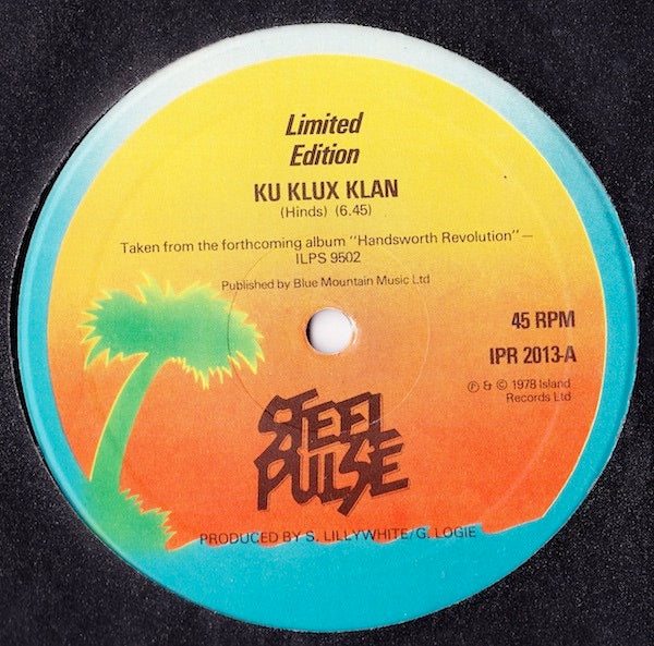 Image of Front Cover of 12" - VG+/EX - STEEL PULSE, Ku Klux Klan / Bun Dem (Island Records; IPR 2013, UK 1978, Company Sleeve), ,  - 4216281C