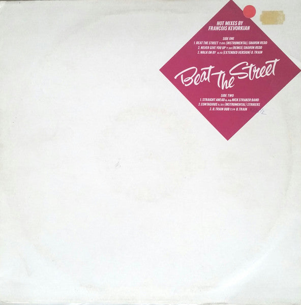 Image of Front Cover of LP - VG/G+ - VARIOUS, Beat The Street: Hot Mixes By Francois Kevorkian (Prelude Records; PRL 32253, UK 1982, Stickered Plain Sleeve), one large superficial scuff. light storage marks other side. original stickered sleeve. pen on label,  - 4246220S