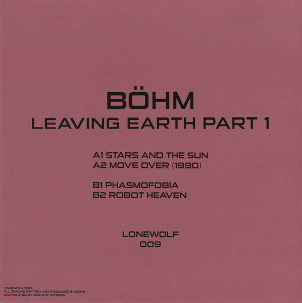 Image of Back Cover of 12" - VG+/VG+ - B�HM, Leaving Earth Part 1 (Lonewolf; LONEWOLF 009, UK 2022, Picture Sleeve), picture sleeve,  - 4246232S