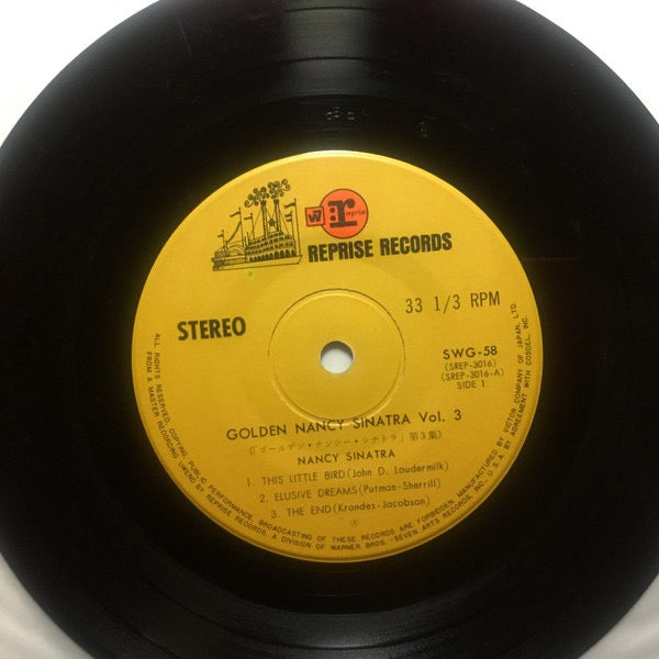 Image of Label Cover of 7" EP - VG+/VG+ - NANCY SINATRA, Golden Nancy Sinatra -vol.3- (Reprise Records ; SWG-58, Japan 1960s, Gatefold, No Obi), , A1 The Little BirdA2 Elusive DreamsA3 The EndB1 Up, Up And AwayB2 Wishin' And Hopin' - 4226128E