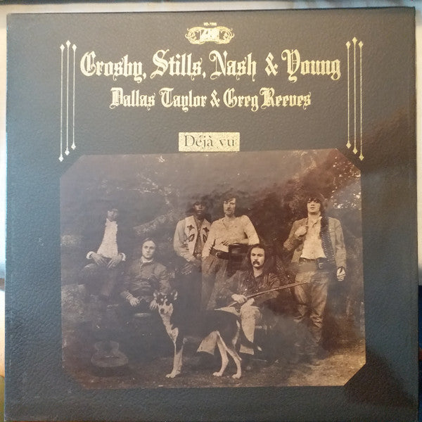 Image of Front Cover of LP - G+/G+ - CROSBY, STILLS, NASH & YOUNG, Deja Vu (Atlantic; 2401 001, UK 1970, Faux-Leather Gatefold, Matrix Variant "001*" on Side 1), Edge and ring wear. Hairlines on both sides of disc.,  - 4246112S