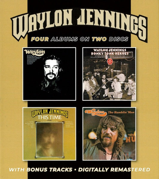 Image of Front Cover of CD - VG+/ - WAYLON JENNINGS, Lonesome, On�ry & Mean/Honky Tonk Heroes/This Time/The Ramblin� Man (BGO Records; BGOCD1496, UK 2023, Card Slipcase with Jewel Case inside), ,  - 4236082E