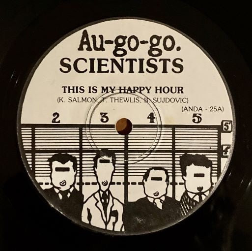 Image of Label Cover of 7" - VG/VG+ - SCIENTISTS, This Is My Happy Hour / Swampland (Au Go Go ; ANDA 25, Australia 1982 Reissue, Picture Sleeve, Second Pressing With Green Writing), Strong VG+, Sticker Damage To Sleeve, Corner Bump,  - 4226124E