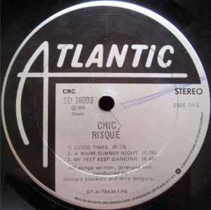 Image of Label Cover of LP - VG+/EX - CHIC, Risqu� (Atlantic; SD 16003, US 1979, Inner), 'Cut out' sleeve. Light wear around 'cut out' notch.,  - 4246272S