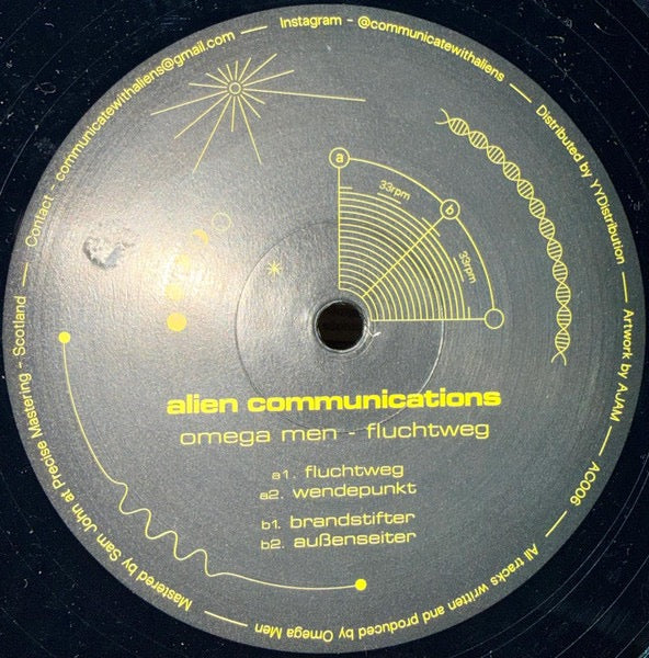Image of Front Cover of 12" - /VG - OMEGA MEN, Fluchtweg (Alien Communications; AC006, France 2021), Light hairlines and marks.,  - 4216343C